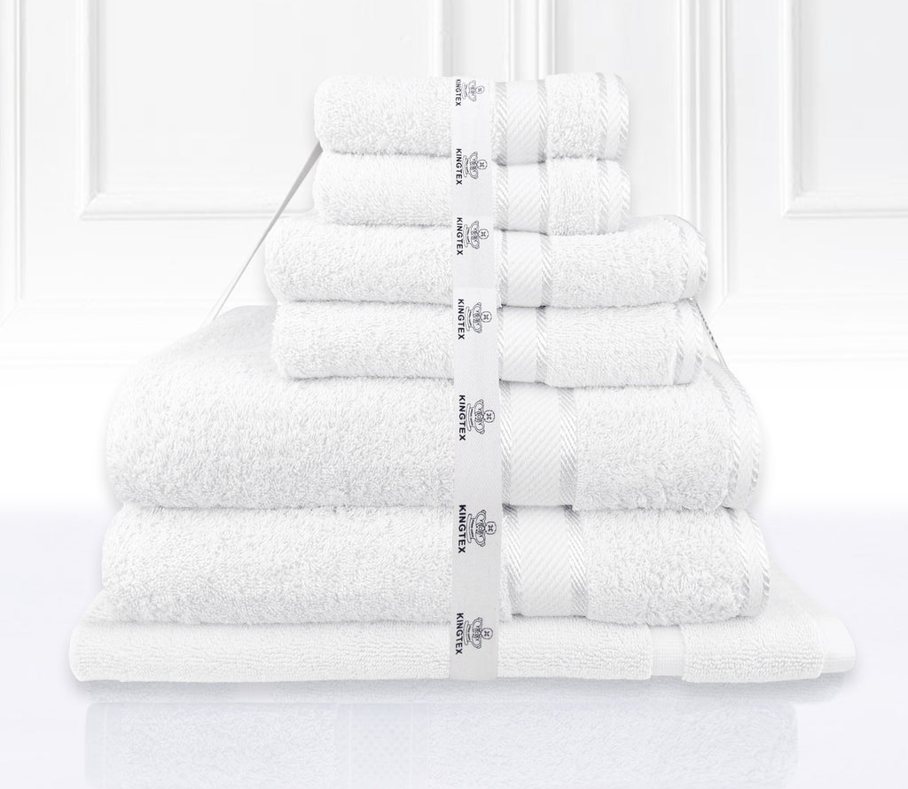 Luxury Kingtex 100% Supreme Cotton Towel Set | 100% Cotton Bath Towel Set | 2 Size Sets - 17 Colours Bath Towels & Washcloths 7 Piece Set / WHITE Ontrendideas Bed and Bath