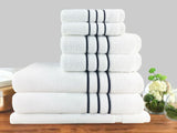 Soft 100% Cotton Bath Towel Set | Dobby Stripe Hotel | 7pc or 14pc Towel Sets | 4 Colours Bath Towels & Washcloths 7 Piece Set / White Ontrendideas Bed and Bath
