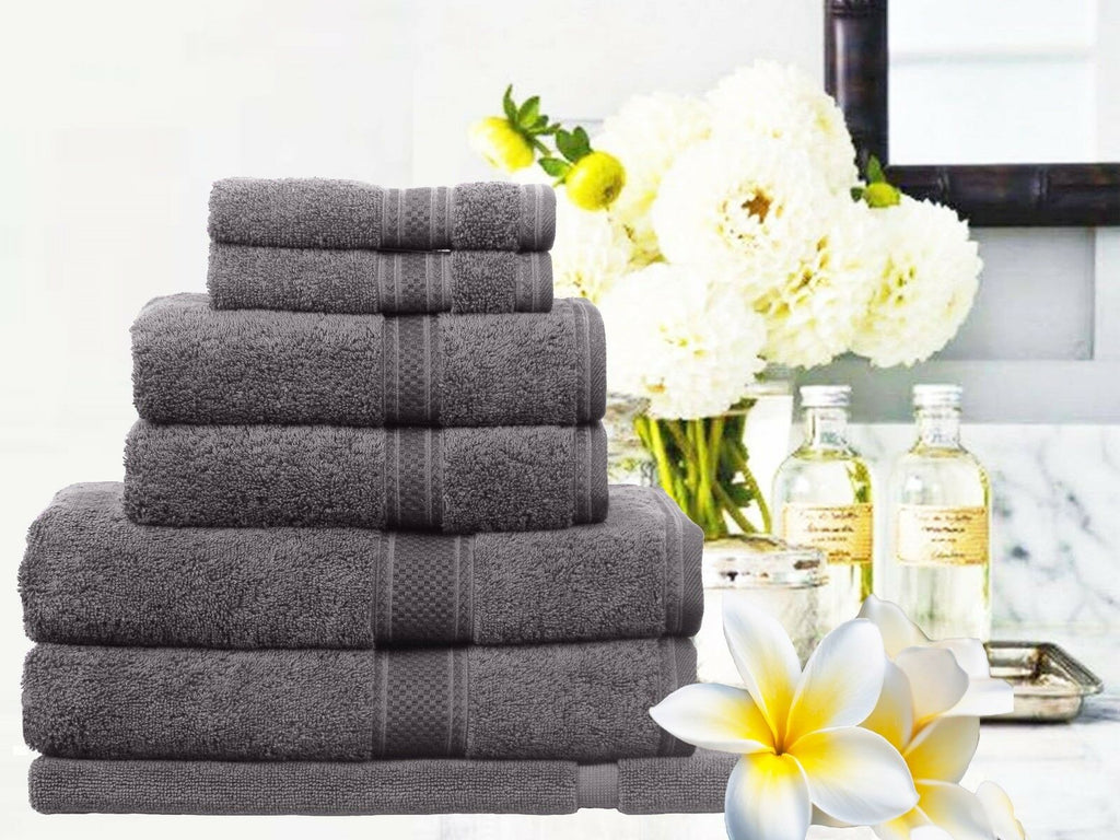 Supreme 100% Egyptian Cotton Towel Set | 7 Or 14pc Set | Luxury Egyptian Towels | Highly soft and Absorbant | 10 Colours Bath Towels & Washcloths 7pc Towel Set / Charcoal Ontrendideas Bed and Bath