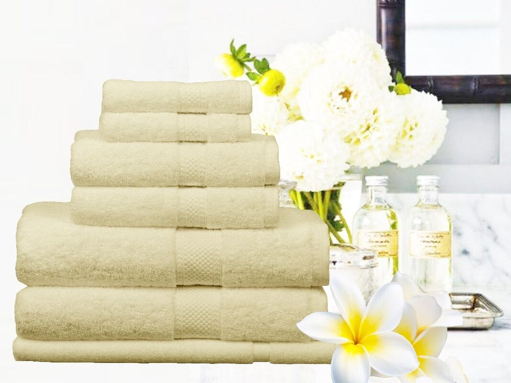 Supreme 100% Egyptian Cotton Towel Set | 7 Or 14pc Set | Luxury Egyptian Towels | Highly soft and Absorbant | 10 Colours Bath Towels & Washcloths 7pc Towel Set / Cream Ontrendideas Bed and Bath