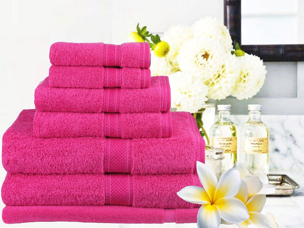 Supreme 100% Egyptian Cotton Towel Set | 7 Or 14pc Set | Luxury Egyptian Towels | Highly soft and Absorbant | 10 Colours Bath Towels & Washcloths 7pc Towel Set / Fuschia Ontrendideas Bed and Bath