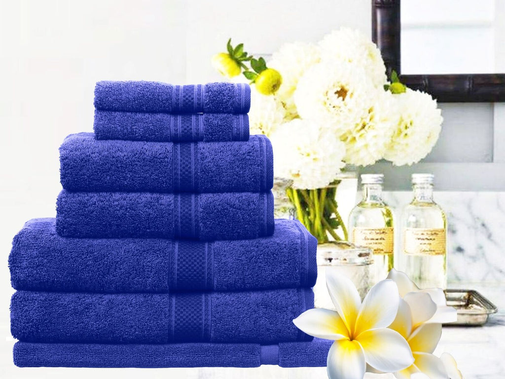 Supreme 100% Egyptian Cotton Towel Set | 7 Or 14pc Set | Luxury Egyptian Towels | Highly soft and Absorbant | 10 Colours Bath Towels & Washcloths 7pc Towel Set / Royal Blue Ontrendideas Bed and Bath