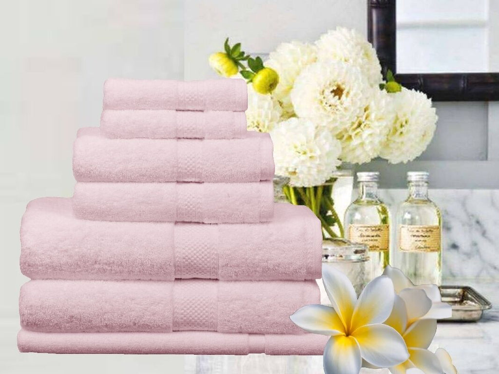 Supreme 100% Egyptian Cotton Towel Set | 7 Or 14pc Set | Luxury Egyptian Towels | Highly soft and Absorbant | 10 Colours Bath Towels & Washcloths 7pc Towel Set / Soft Pink Ontrendideas Bed and Bath