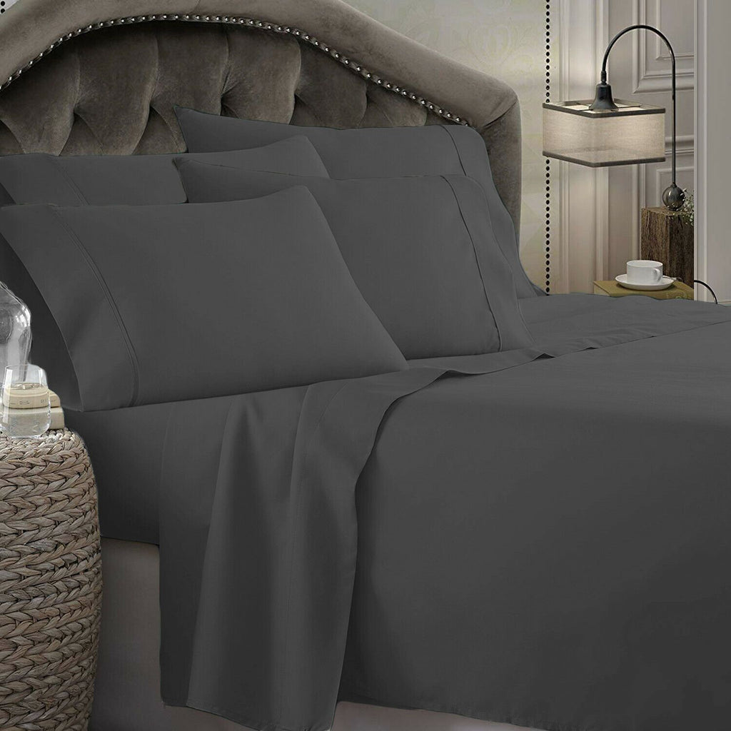 1800TC Ultra Soft Wrinkle Free Sheet Set | 4pc - 6pc Set Luxury Soft Sheets | Summer Cooling Sheets Bed Sheets 4pc Single / Charcoal Ontrendideas Bed and Bath