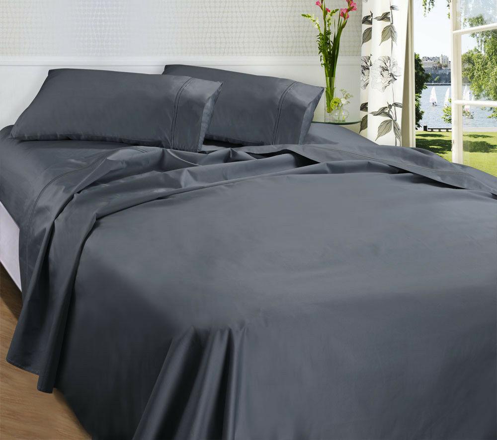 1450TC 100% Premium Egyptian Cotton Sheet Set Ramesses Egyptian Sheets Quality | 2 Sizes - 5 Colours Bed Sheets Queen / Charcoal Ontrendideas Bed and Bath