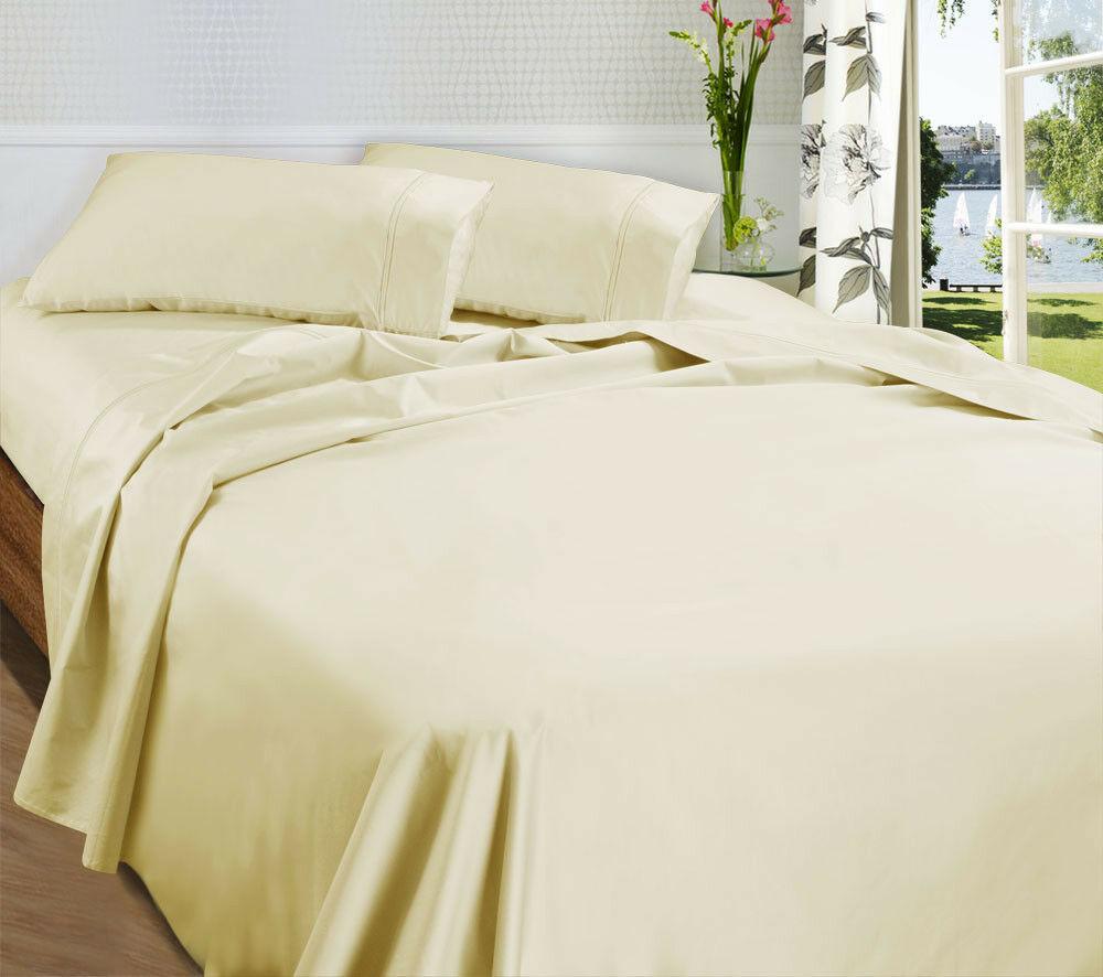 1450TC 100% Premium Egyptian Cotton Sheet Set Ramesses Egyptian Sheets Quality | 2 Sizes - 5 Colours Bed Sheets Queen / Cream Ontrendideas Bed and Bath
