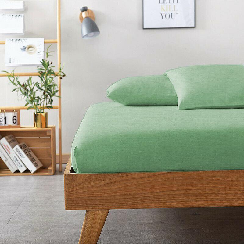 2000TC Bamboo Cooling FITTED Sheet Set | Fitted Sheet + Pillowcases | HypoAllergenic Ramesses Sheets | MQ MK Sizes | 7 Sizes - 9 Colours Bed Sheets Single / Avocado Ontrendideas Bed and Bath