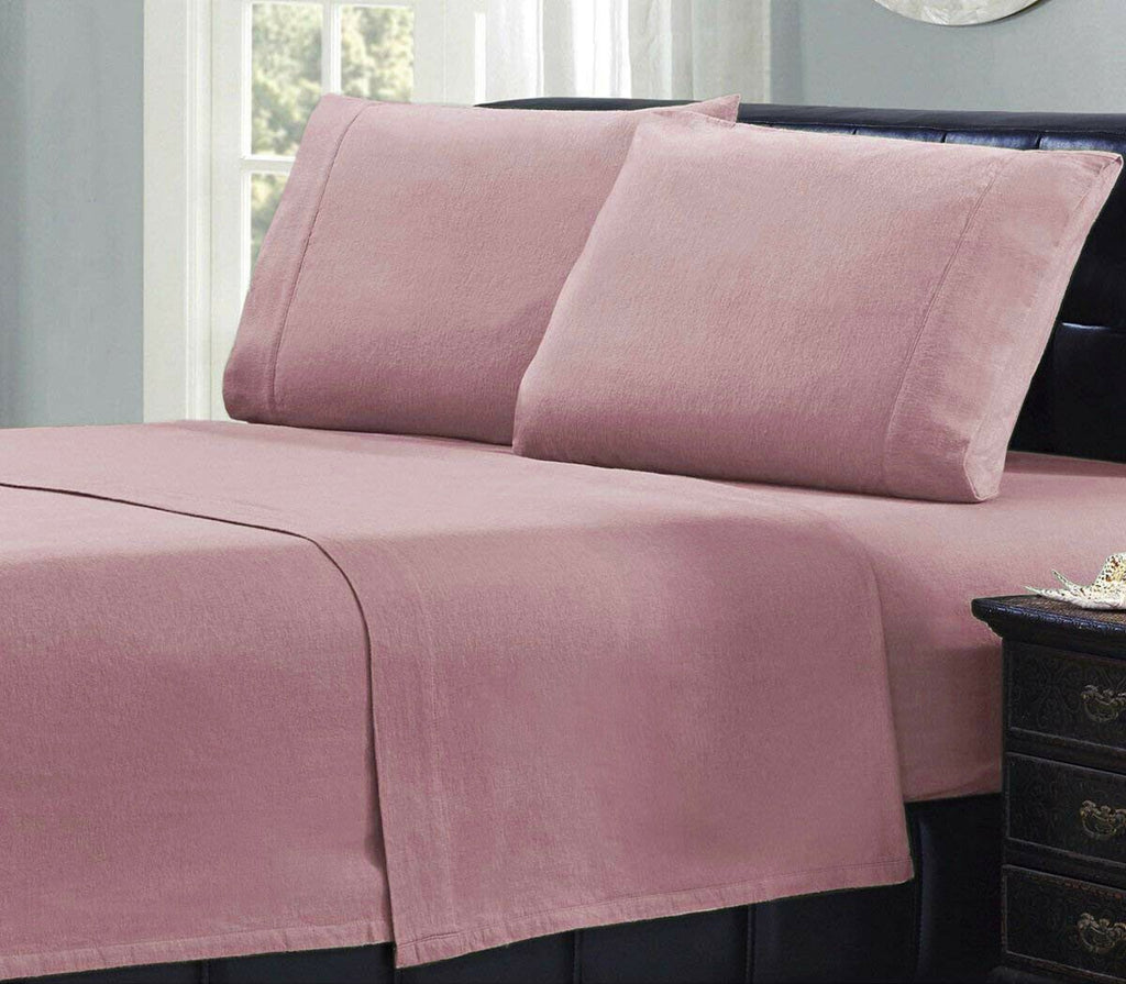 Micro Flannel Warm Polar Fleece Style 4pc Sheet Set | Soft Winter Thermal Sheets | 5 Sizes - 6 Colours Bed Sheets Single / Cameo Rose Ontrendideas Bed and Bath