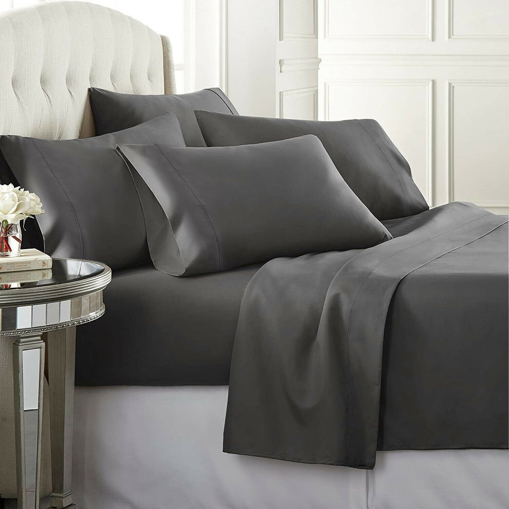 Elite 1500TC 100% Supreme Egyptian Cotton Sheet Set | MQ MK | Complete Set with Flat Sheet | 7 Sizes - 8 Colours Bed Sheets Single / Charcoal Ontrendideas Bed and Bath