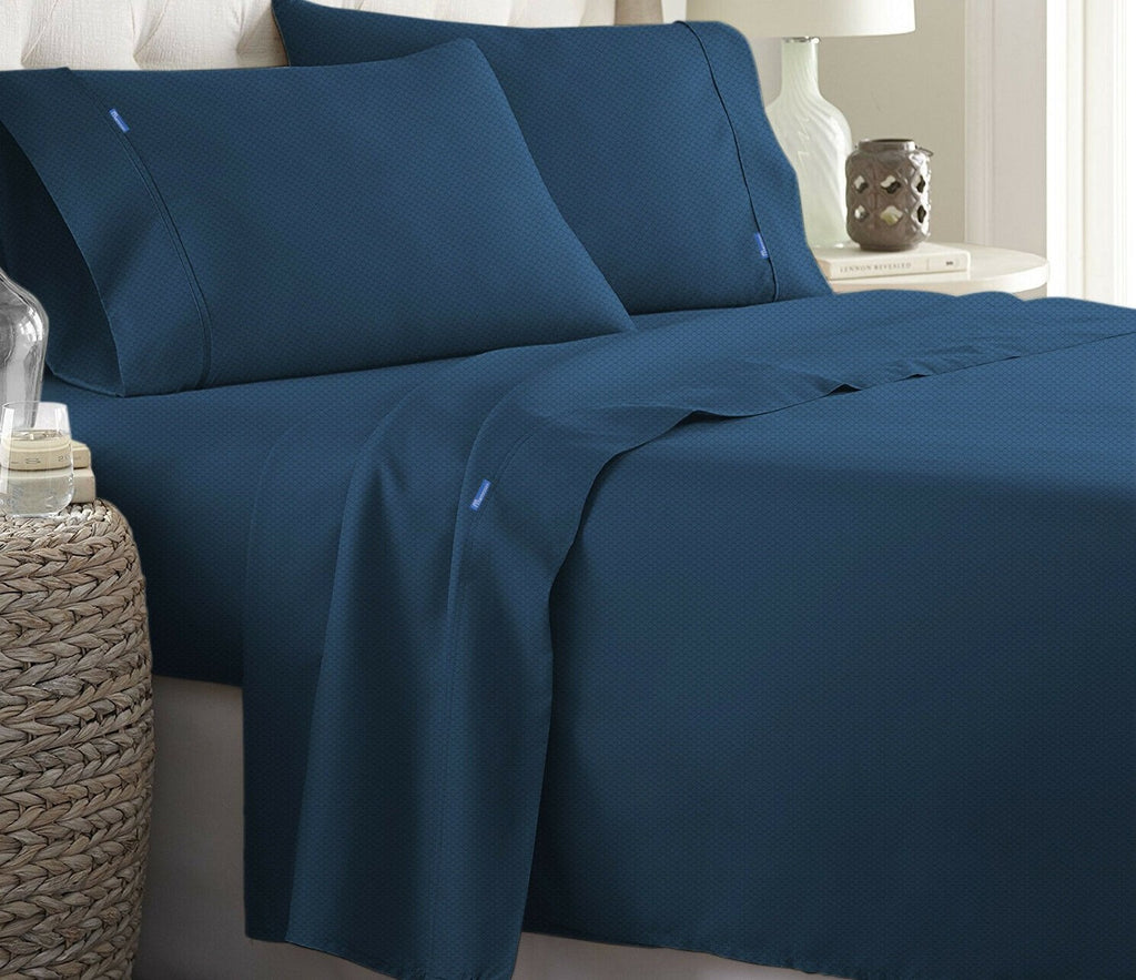 2000TC Bamboo Ultra Cooling Sheet Set | Fast Dry Honeycomb Technology Ramesses Sheets | 5 Sizes - 8 Colours Bed Sheets Single / Denim Ontrendideas Bed and Bath