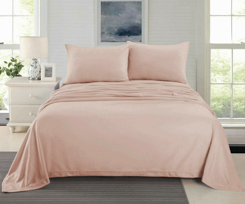 Ultra Soft Cashmere Touch Polar Fleece Style Flannel Sheet Set | Warm Winter Sheets | 5 Sizes - 8 Colours Bed Sheets Single / Dusty Pink Ontrendideas Bed and Bath