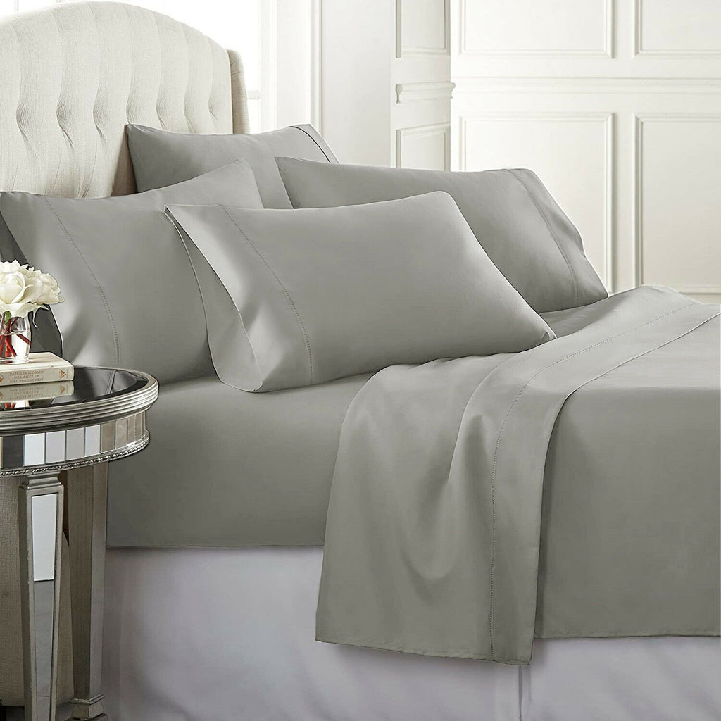 Elite 1500TC 100% Supreme Egyptian Cotton Sheet Set | MQ MK | Complete Set with Flat Sheet | 7 Sizes - 8 Colours Bed Sheets Single / Grey Ontrendideas Bed and Bath