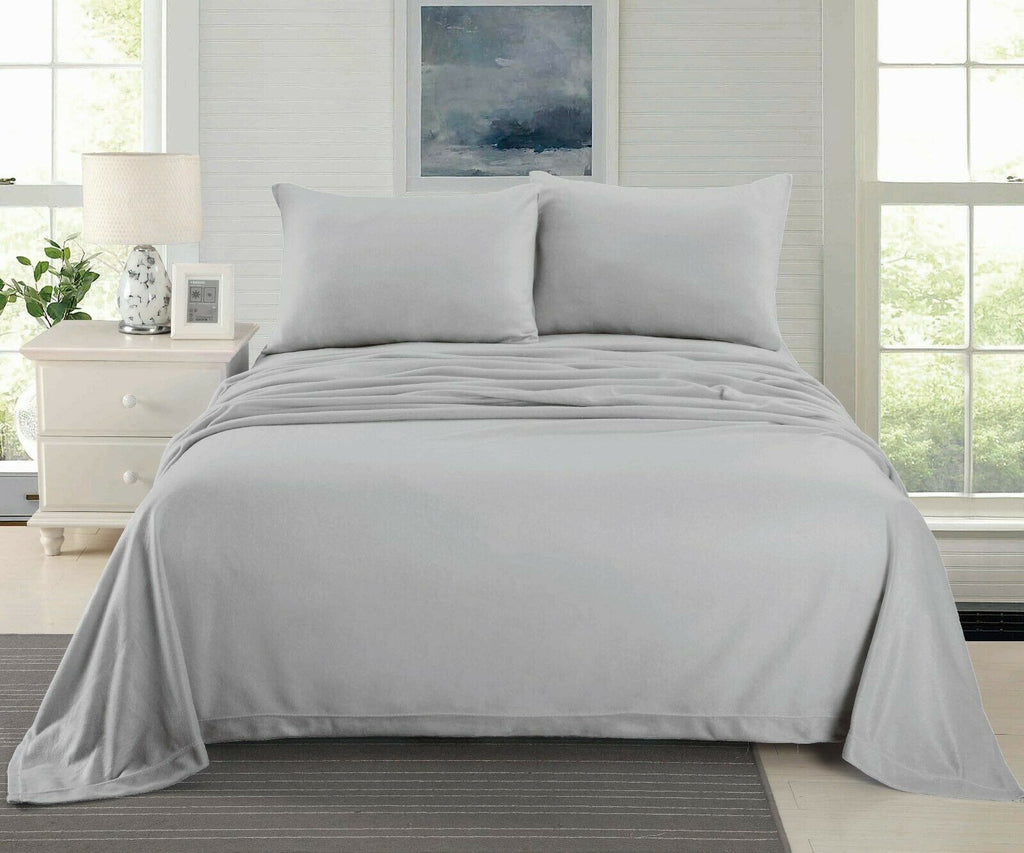 Ultra Soft Cashmere Touch Polar Fleece Style Flannel Sheet Set | Warm Winter Sheets | 5 Sizes - 8 Colours Bed Sheets Single / Grey Ontrendideas Bed and Bath