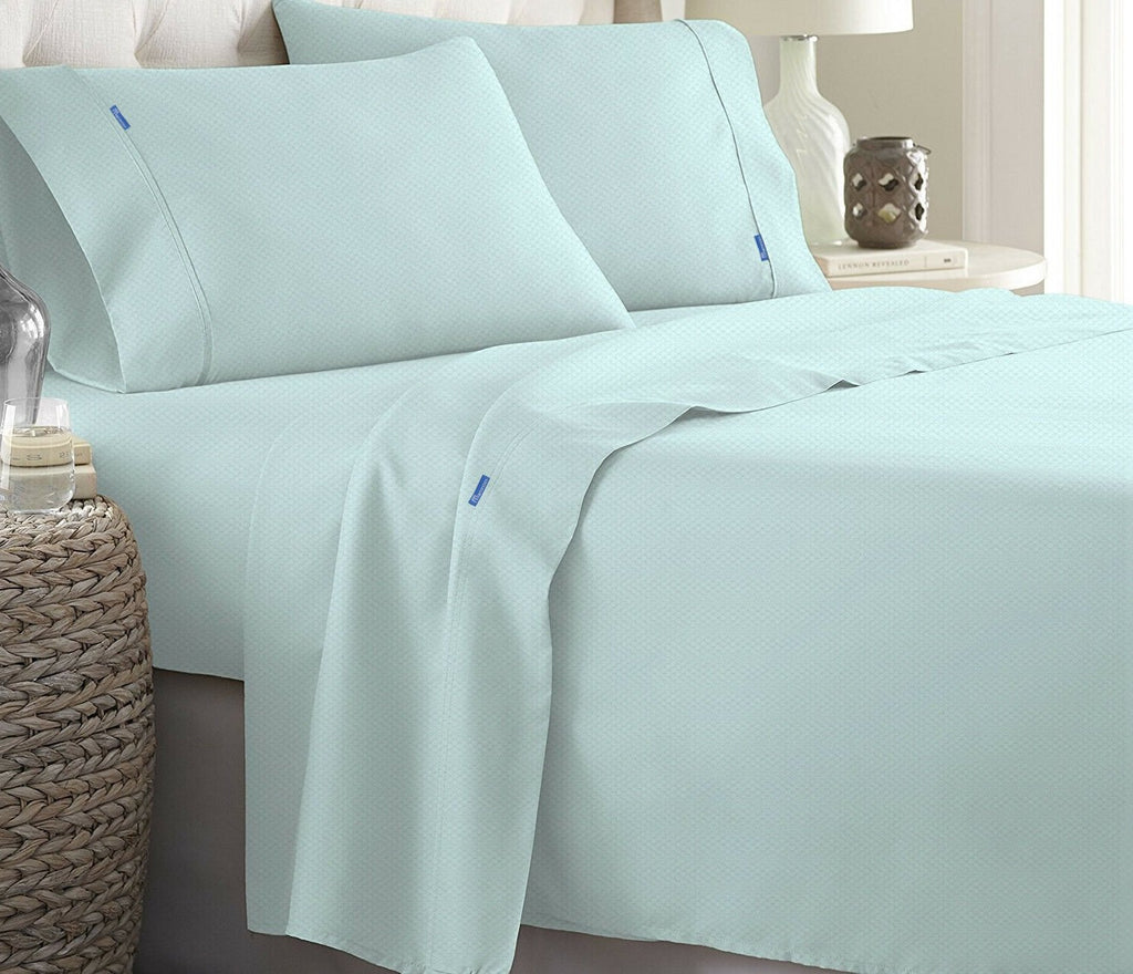 2000TC Bamboo Ultra Cooling Sheet Set | Fast Dry Honeycomb Technology Ramesses Sheets | 5 Sizes - 8 Colours Bed Sheets Single / Ice Blue Ontrendideas Bed and Bath