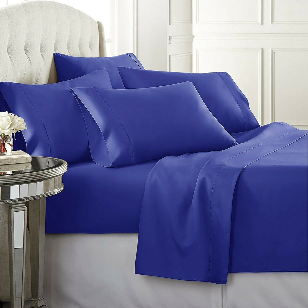 Elite 1500TC 100% Supreme Egyptian Cotton Sheet Set | MQ MK | Complete Set with Flat Sheet | 7 Sizes - 8 Colours Bed Sheets Single / Royal Blue Ontrendideas Bed and Bath