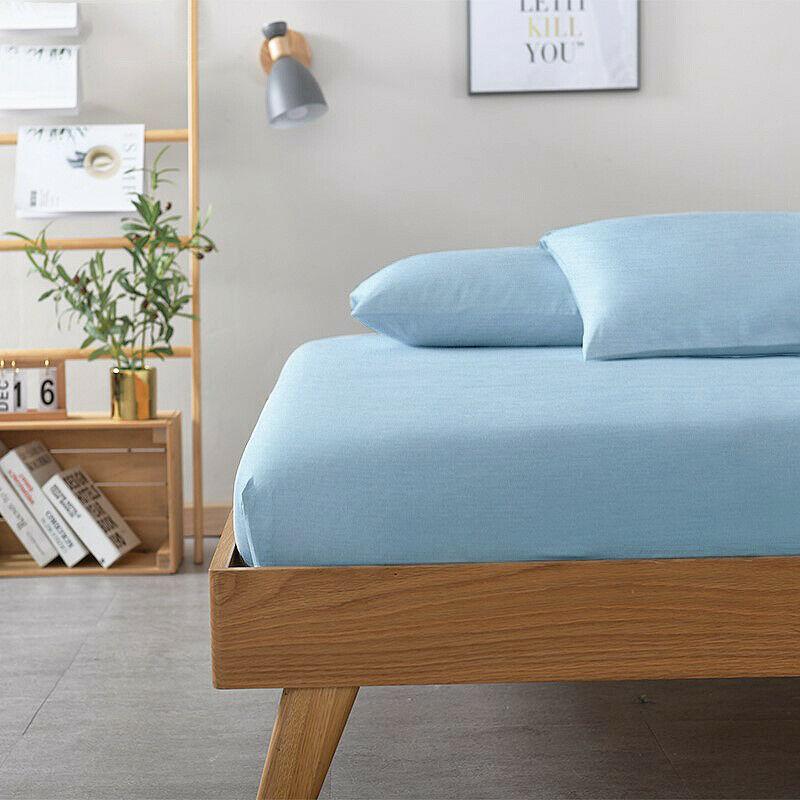 2000TC Bamboo Cooling FITTED Sheet Set | Fitted Sheet + Pillowcases | HypoAllergenic Ramesses Sheets | MQ MK Sizes | 7 Sizes - 9 Colours Bed Sheets Single / Steel Blue Ontrendideas Bed and Bath