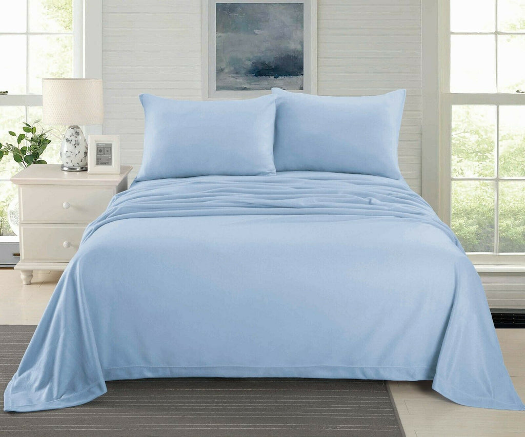 Ultra Soft Cashmere Touch Polar Fleece Style Flannel Sheet Set | Warm Winter Sheets | 5 Sizes - 8 Colours Bed Sheets Single / Steel Blue Ontrendideas Bed and Bath