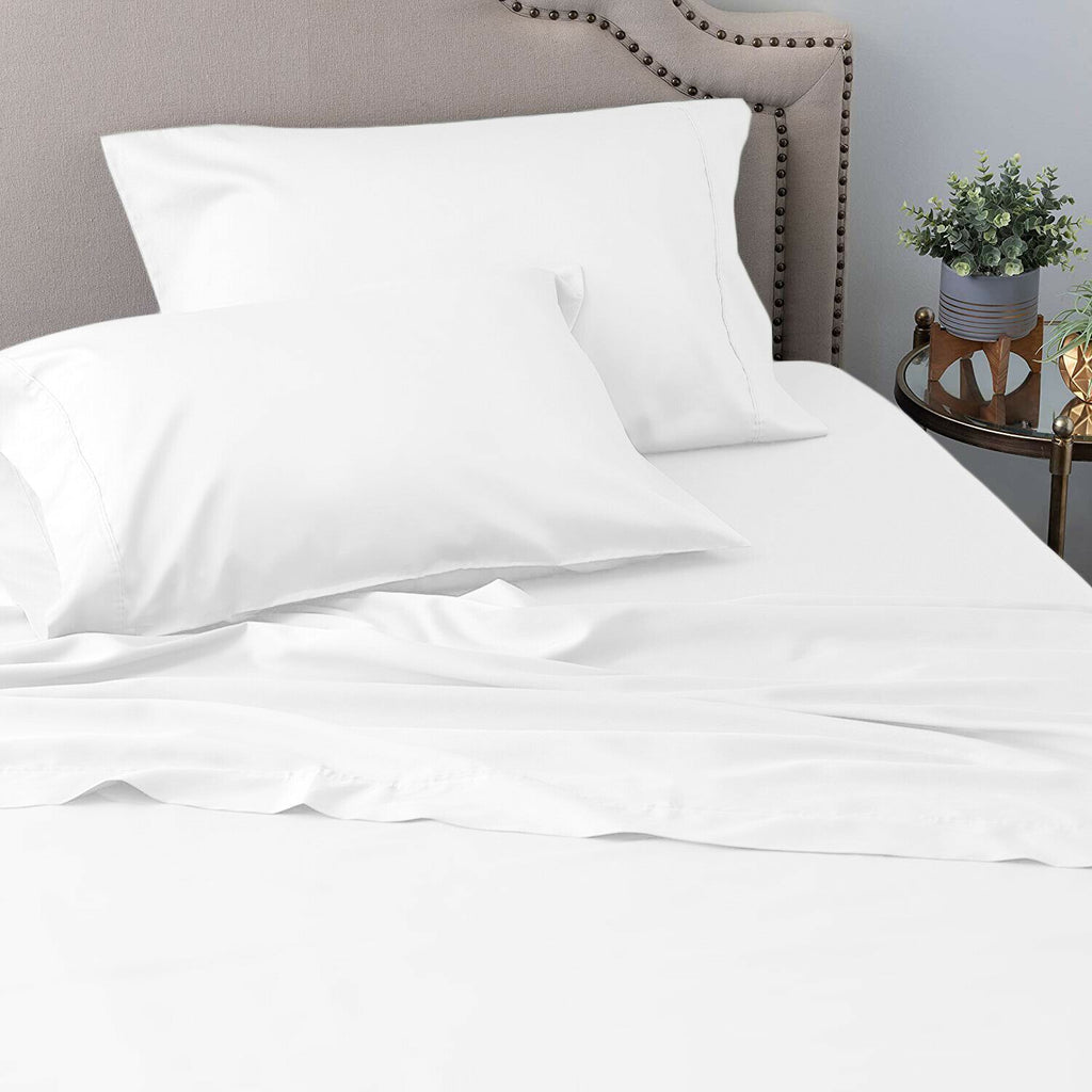 1200TC Ultra-soft All Natural 100% Tencel Sheet Set | Cooling Sheets | Eco Friendly Bedding | 5 Sizes - 5 Colours Bed Sheets Single / White Ontrendideas Bed and Bath