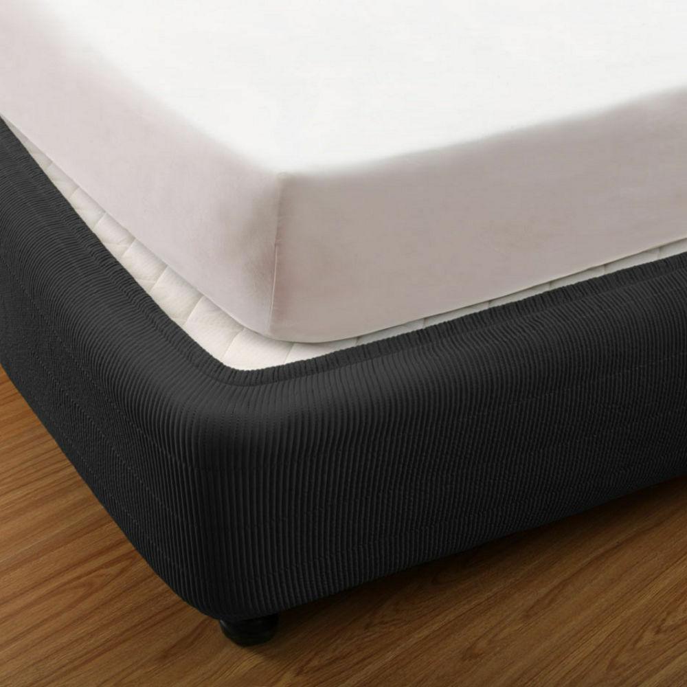 $45 for ALL Sizes | Easy Fit Quilted Elastic Fitted Valance | Box Spring Cover Base Cover | 5 Sizes - 4 Colours Bed Skirt Single / Black Ontrendideas Bed and Bath