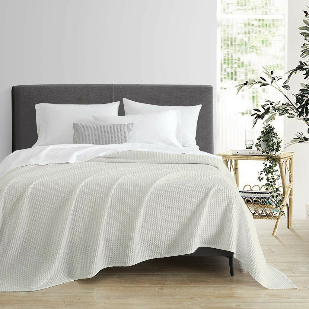 Ultra Soft 100% Egyptian Cotton Waffle Blanket | Summer Blanket Airmax | 2 Sizes - 5 Colours Blankets Single/Double / Ivory Ontrendideas Bed and Bath