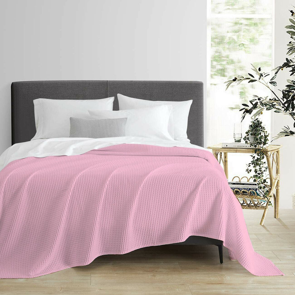 Ultra Soft 100% Egyptian Cotton Waffle Blanket | Summer Blanket Airmax | 2 Sizes - 5 Colours Blankets Single/Double / Pink Ontrendideas Bed and Bath