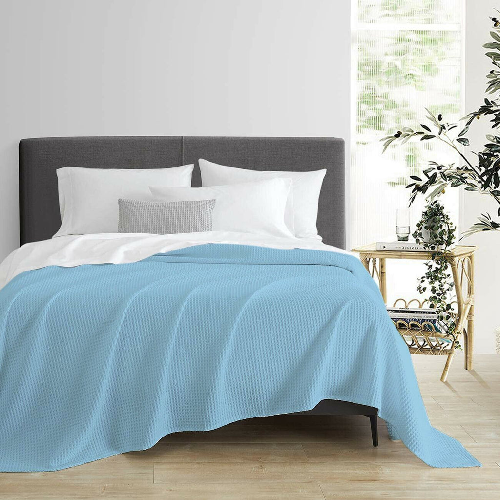 Ultra Soft 100% Egyptian Cotton Waffle Blanket | Summer Blanket Airmax | 2 Sizes - 5 Colours Blankets Single/Double / Steel Blue Ontrendideas Bed and Bath