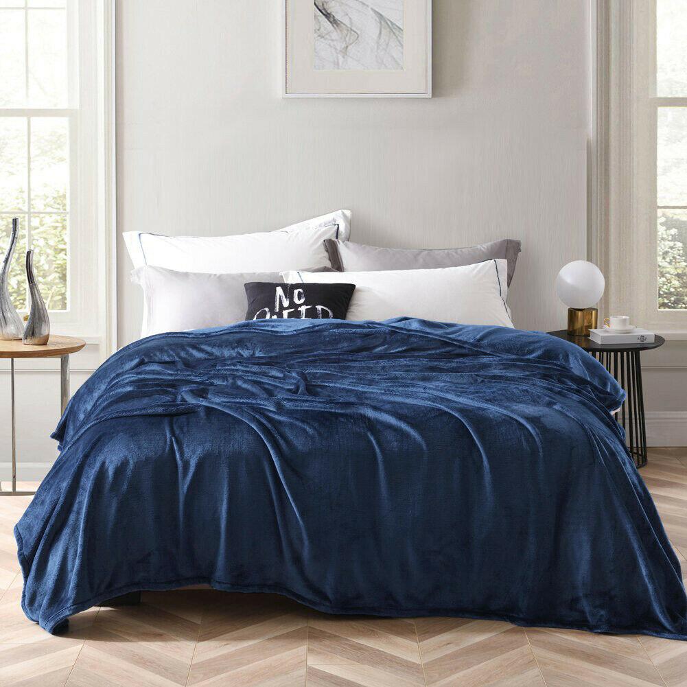 750GSM Ultra Warm Winter Thermal Blanket | Mink Blankets Soft Plush Feel | 2 Sizes - 6 Colours Blankets Single / Midnight Blue Ontrendideas Bed and Bath