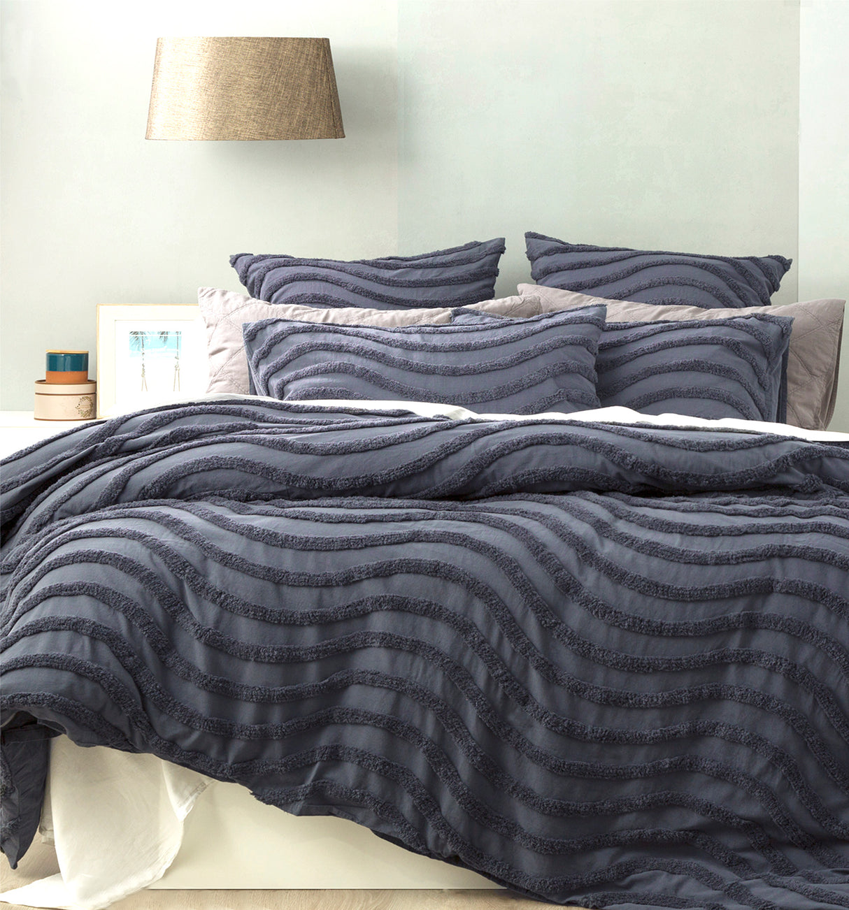 Wave 100% Cotton Chenille Vintage Washed Tufted Quilt Cover Set by Cloud Linen