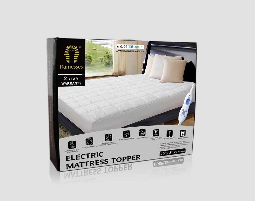 Ramesses Heated Electric Fitted Mattress Topper | Auto Shut Off | 2 Yr Warranty Electric Topper Ontrendideas Bed and Bath