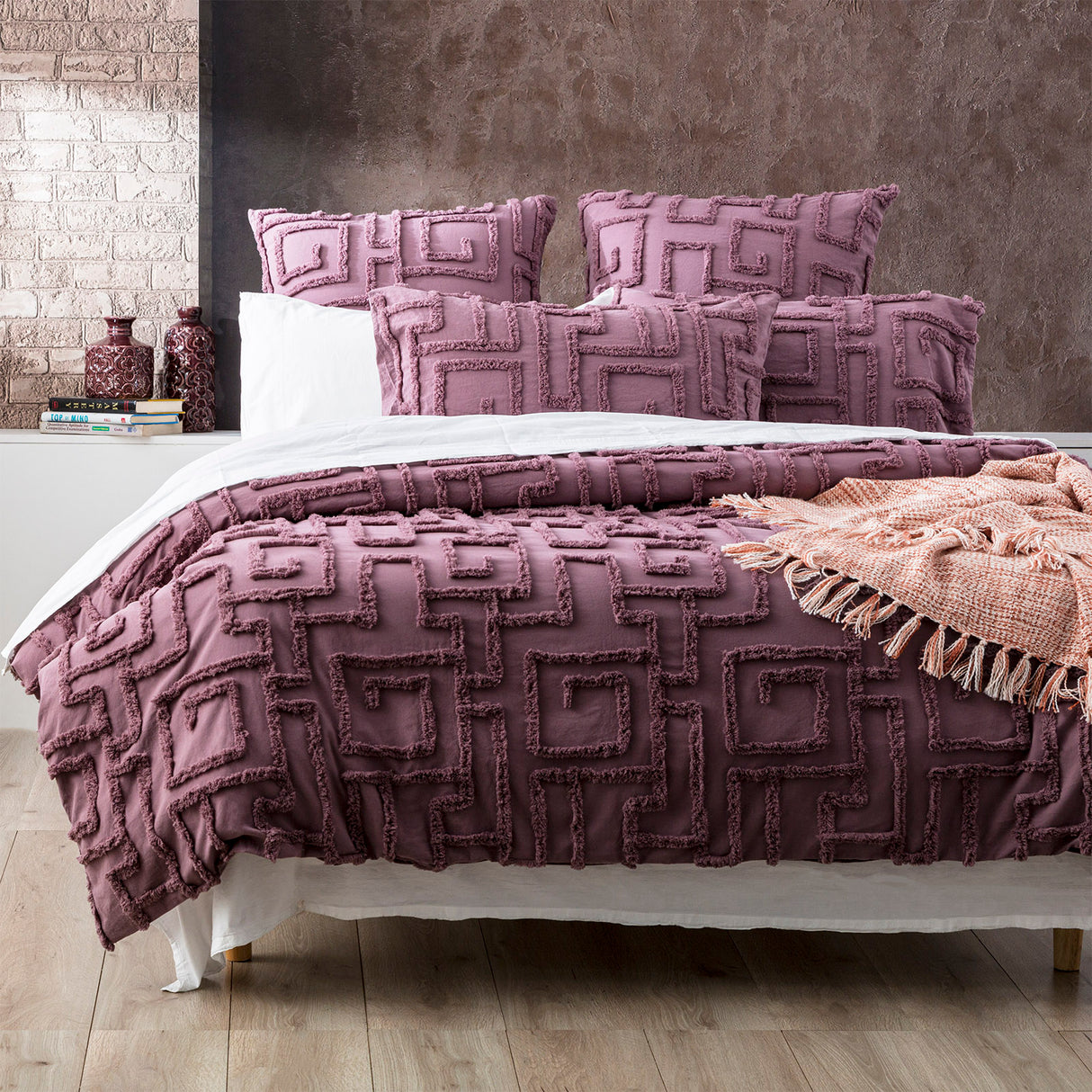 Riley Vintage Washed 100% Cotton Chenille Tufted Quilt Cover Set by Renee Taylor