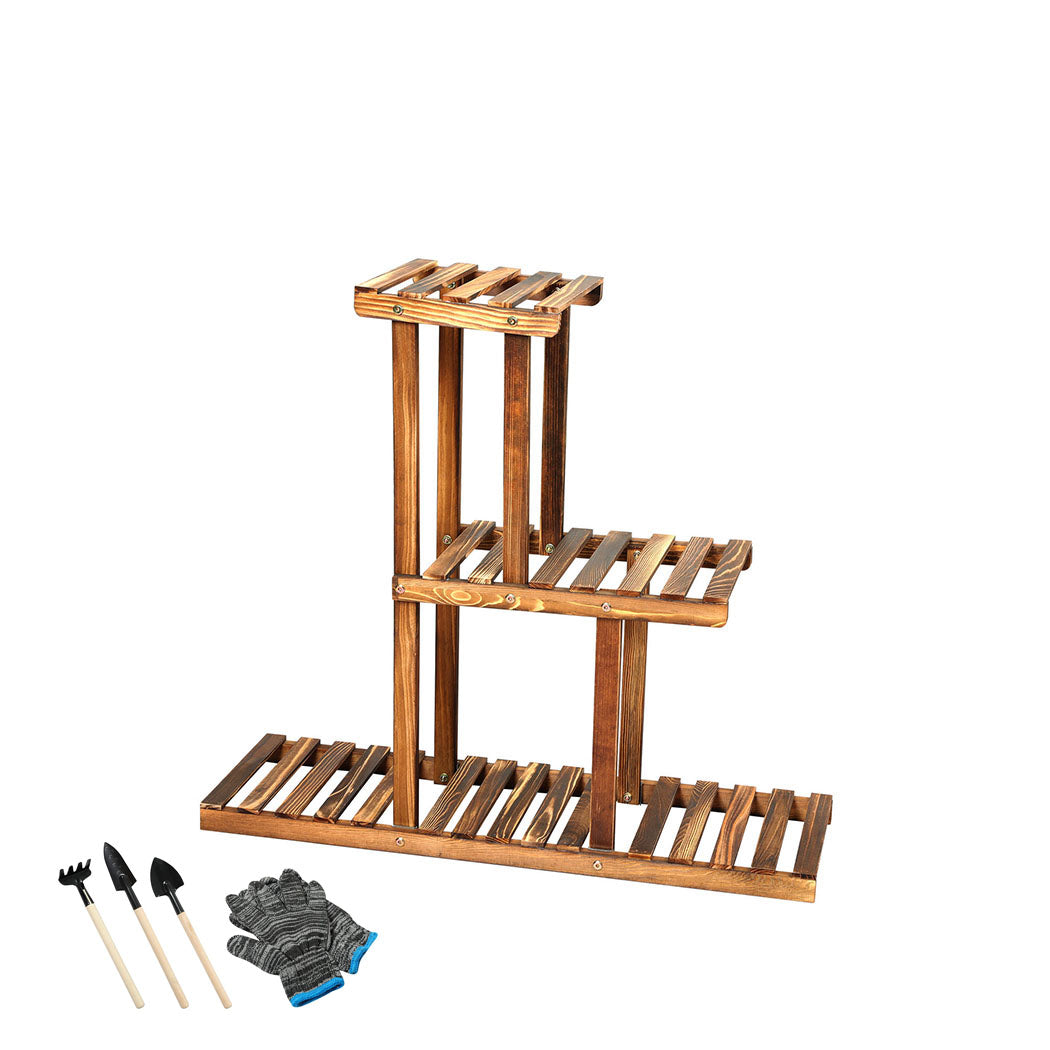 Natura Designer Multi Tier Wooden Plant Stand | Stylish Wooden Pine Plant Stands