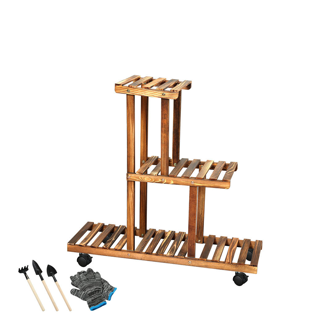 Natura Designer Multi Tier Wooden Plant Stand | Stylish Wooden Pine Plant Stands