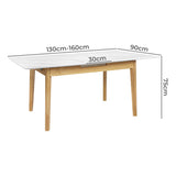 Giorgio 1.3-1.6M Extendable Wooden Dining Table | 6-8 Seater Premium Modern Dining Table Marble Style Stone Top