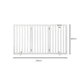 Extra Tall 80cm High White Wooden Pet Gate | Foldable Stable Dog Fence Safety Stairs Gate