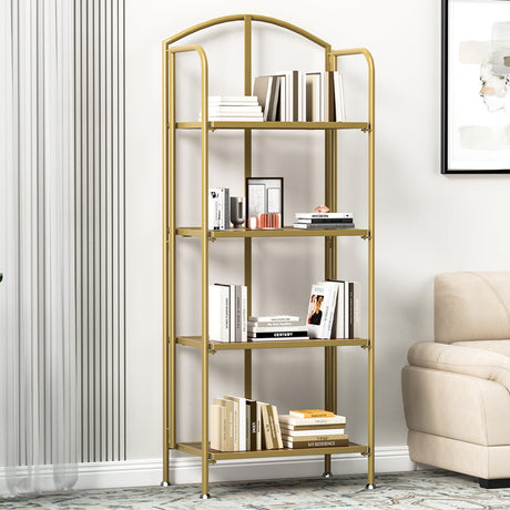 Crasus Foldable Portable Metal 4 Tier Display Unit | Modern Versatile Storage Bookshelf Display