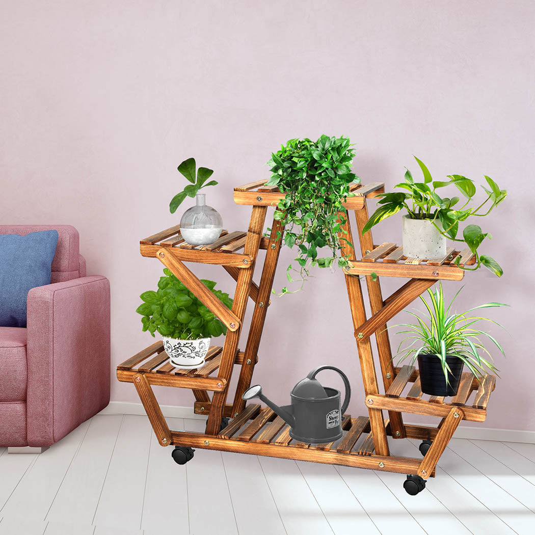 Natura Designer Multi Tier Wooden Plant Stand | Stylish Wooden Pine Plant Stands