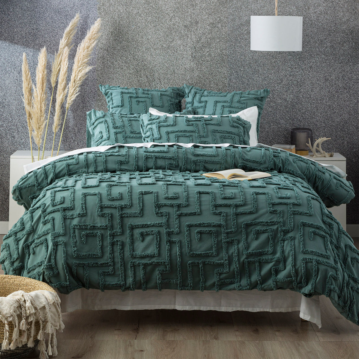 Riley Vintage Washed 100% Cotton Chenille Tufted Quilt Cover Set by Renee Taylor