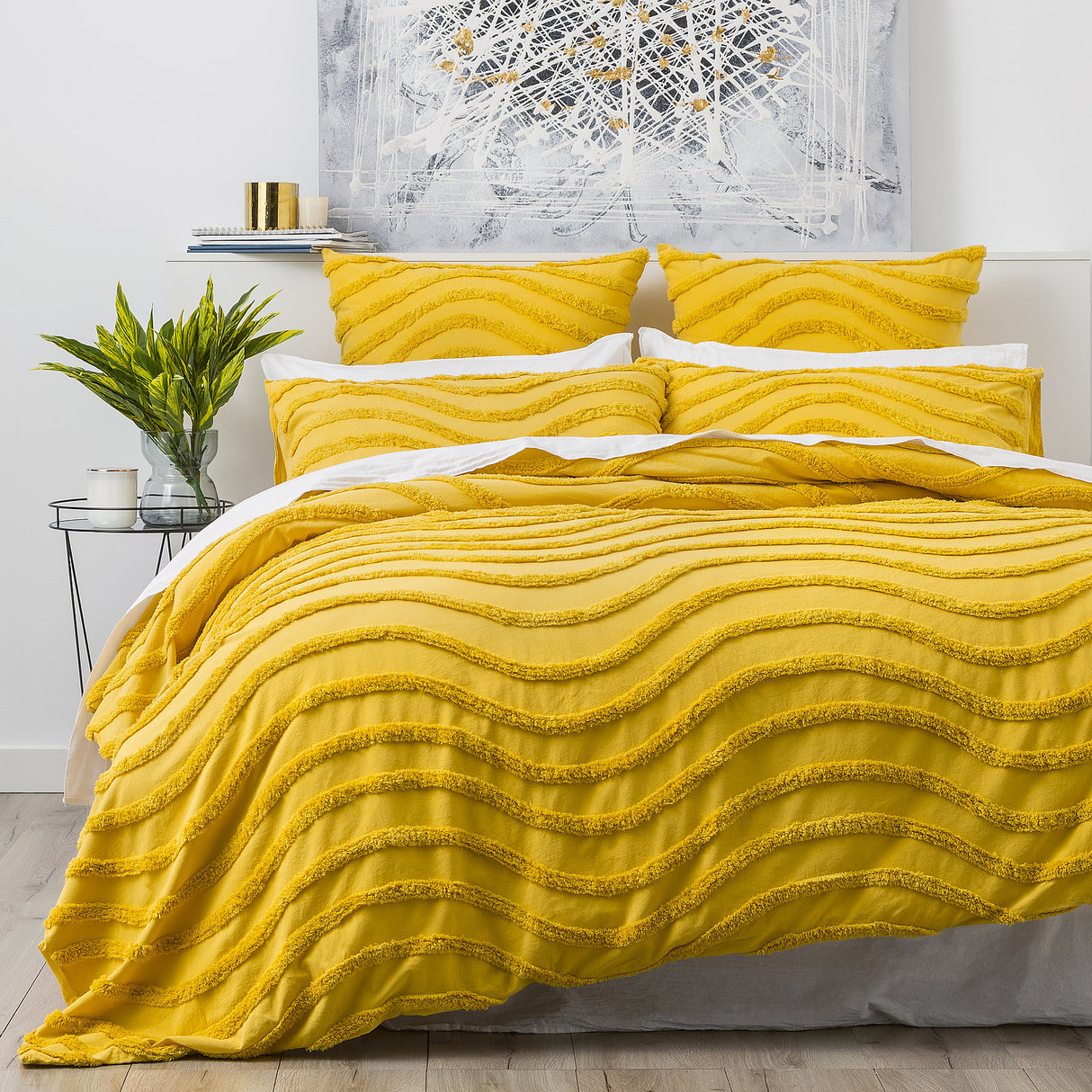 Wave 100% Cotton Chenille Vintage Washed Tufted Quilt Cover Set by Cloud Linen