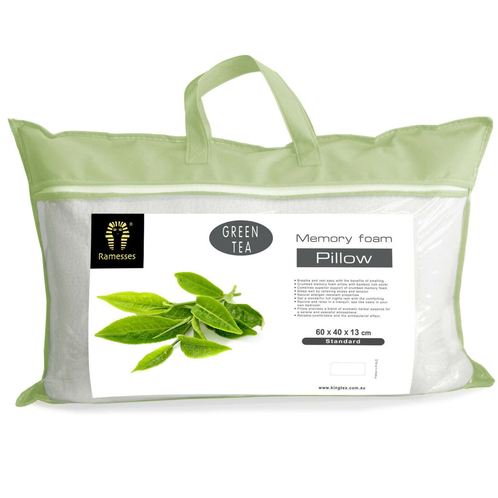 Ramesses Scented Infused Memory Foam Pillows Cooling Comforpedic Support 60x40cm | 4 Scents Pillows One / Green Tea Ontrendideas Bed and Bath