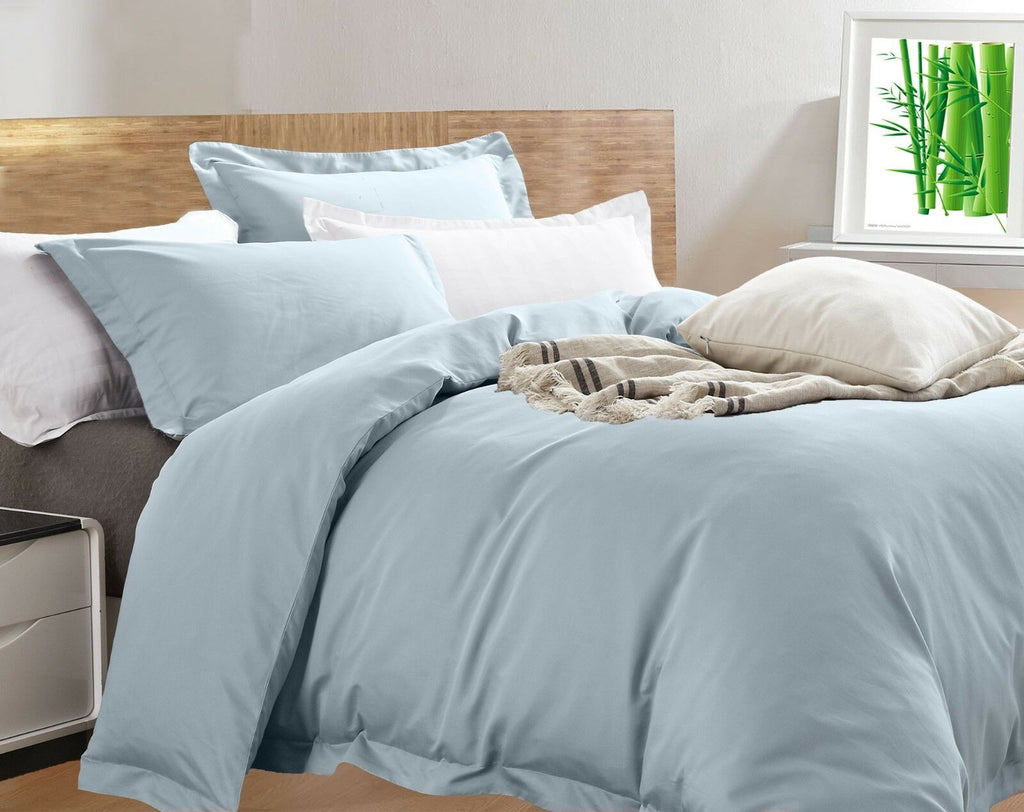 Luxury 400TC Bamboo Egyptian Cotton Quilt Cover Set | Eco Friendly Allergy Free | 2 Sizes - 7 Colours Quilt Cover Set Queen / Pearl Blue Ontrendideas Bed and Bath