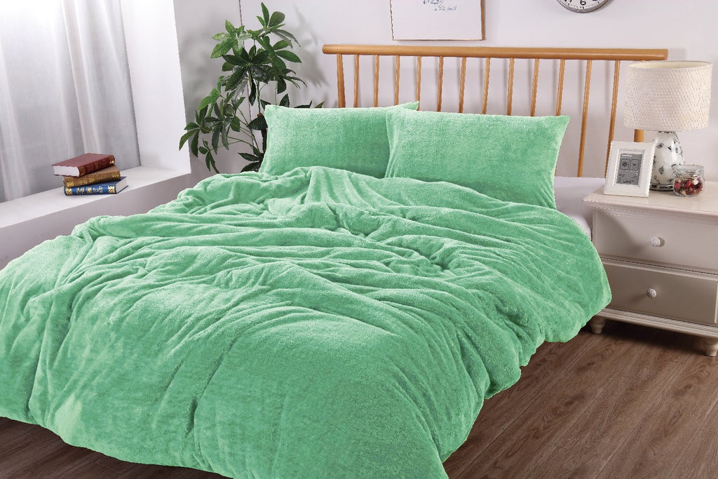 Fluffy Teddy Fleece Quilt Cover Set | Ultra Warm Bedding Cover Soft Fluffy | 4 Sizes- 6 Colours Quilt Cover Set Single / Aqua Ontrendideas Bed and Bath