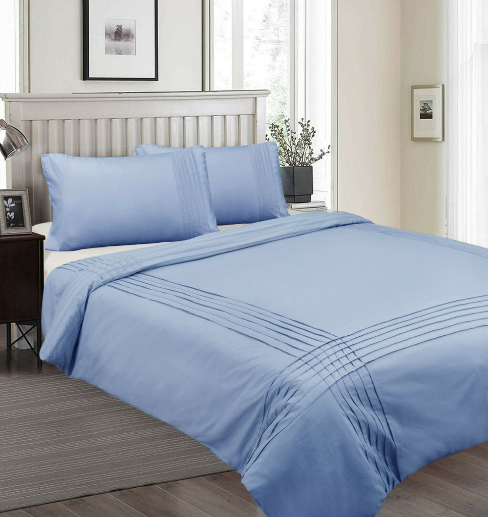 Shangri-La 225TC Pintuck Quilt Cover Set | Ultra Modern Chiq Duvet Cover Set | 4 Sizes - 5 Colours Quilt Cover Set Single / Mid Blue Ontrendideas Bed and Bath