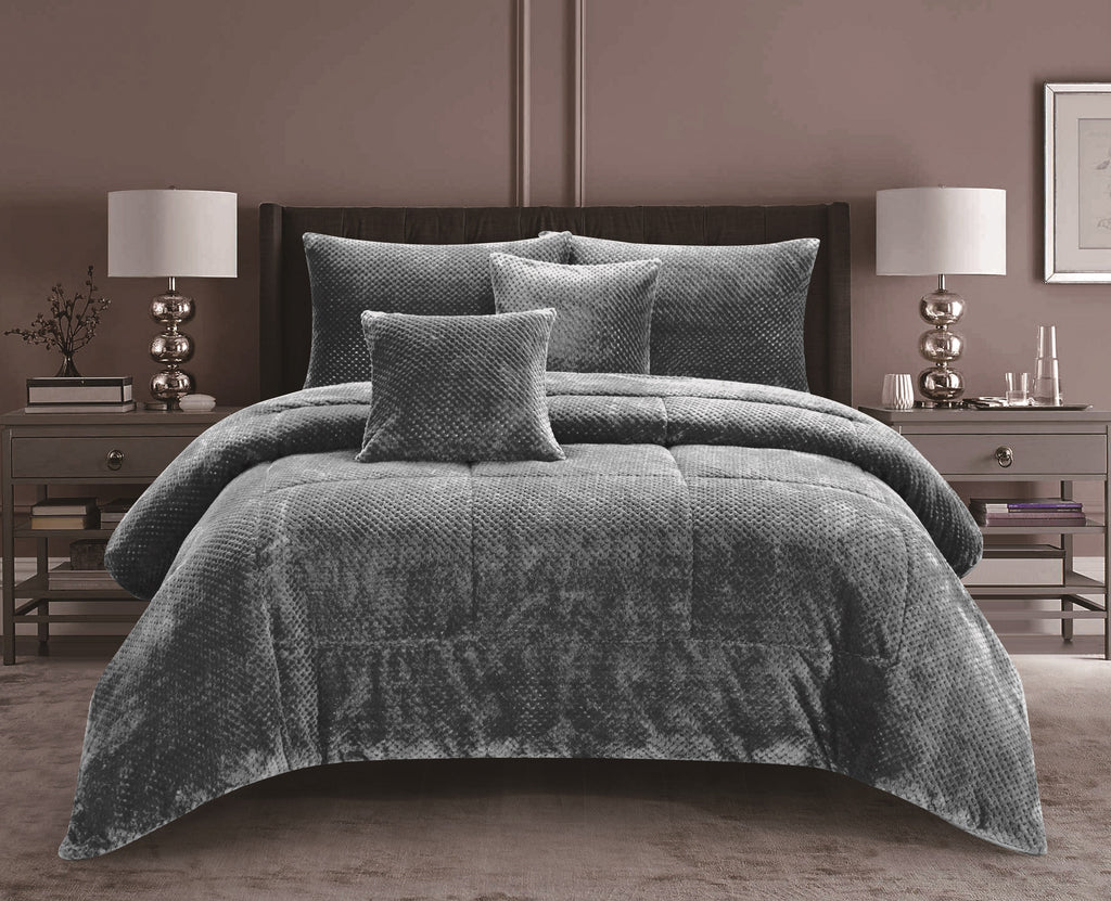 3 Piece Waffle Fleece Comforter Set | Warm Cozy Winter Soft Comforter | Fluffy Soft Bedding | 3 Sizes - 4 Colours Quilts & Comforters Double / Frost Grey Ontrendideas Bed and Bath