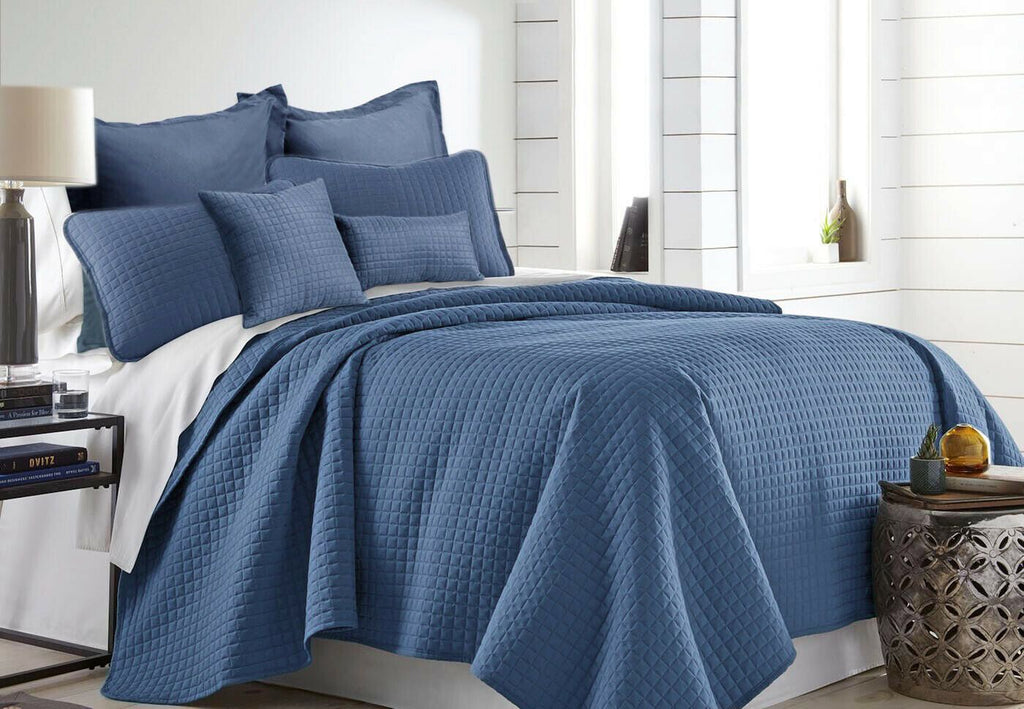 7 Piece Light Comforter Set | Coverlet Set | 7pc Summer Cool Bedspread | 2 Sizes - 6 Colours Quilts & Comforters Queen / Denim Ontrendideas Bed and Bath