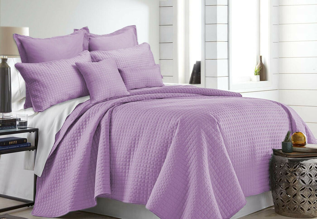 7 Piece Light Comforter Set | Coverlet Set | 7pc Summer Cool Bedspread | 2 Sizes - 6 Colours Quilts & Comforters Queen / Lavender Ontrendideas Bed and Bath