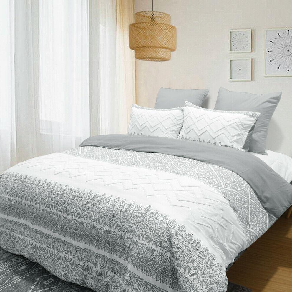 Elite BOHO 3PC Bamboo Comforter Set | Modern Chic Cooling Comforter | Pinsonic Embossed Comforter | 2 Sizes - 3 Colours Quilts & Comforters Queen / Silver Ontrendideas Bed and Bath
