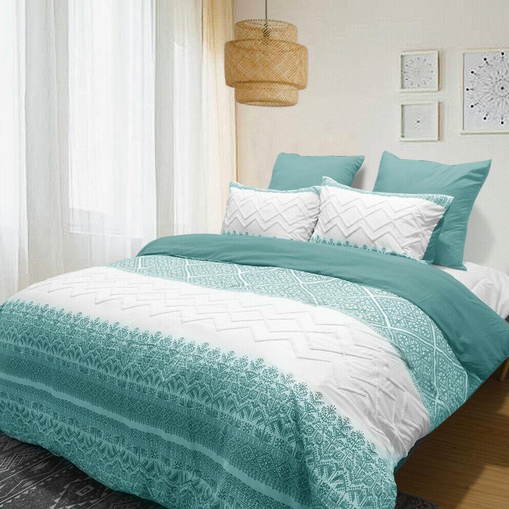 Elite BOHO 3PC Bamboo Comforter Set | Modern Chic Cooling Comforter | Pinsonic Embossed Comforter | 2 Sizes - 3 Colours Quilts & Comforters Queen / Smoke Blue Ontrendideas Bed and Bath