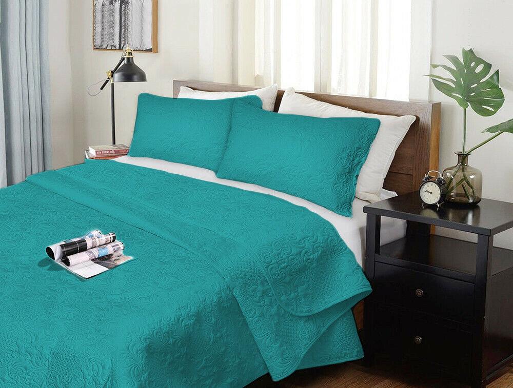3 Piece Ultrasonic Embossed Comforter Set | 3pc Luxury Bedspread Set | 2 Sizes - 5 Colours Quilts & Comforters Queen / Teal Ontrendideas Bed and Bath