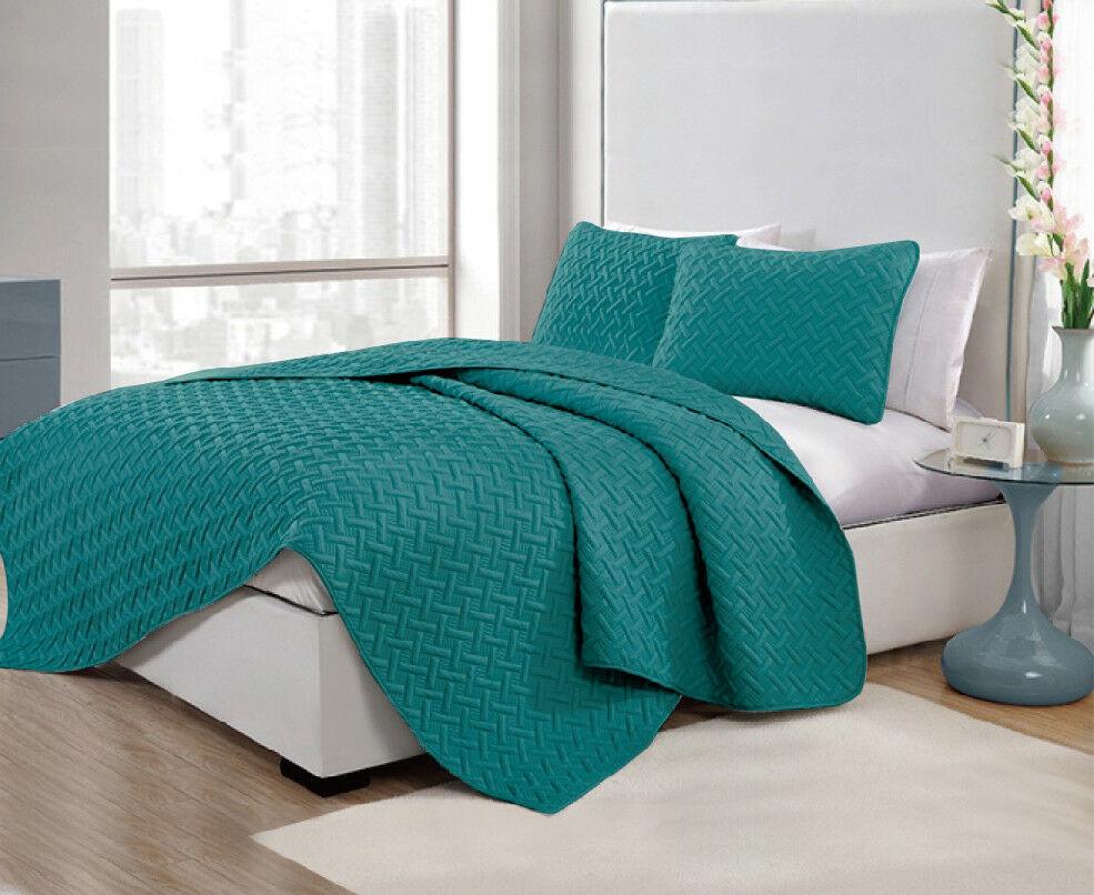 3 Piece Chic Embossed Comforter Set | 3pc Coverlet Sets | All Season Comforter 2 Sizes | 8 Colours Quilts & Comforters Queen / Teal Green Ontrendideas Bed and Bath