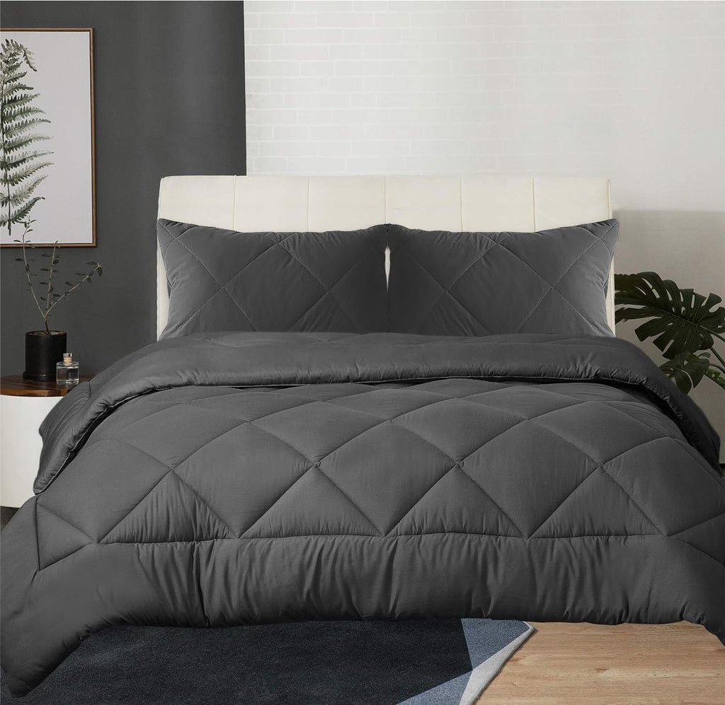 Ultra Soft Cashmere Touch Mink Flannel Comforter Set | Winter Warmth Comforter | 5 Sizes - 5 Colours Quilts & Comforters Single / Charcoal Ontrendideas Bed and Bath